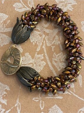 SALE. Handcrafted Iridescent Bead Cluster Bracelet - Multicolor